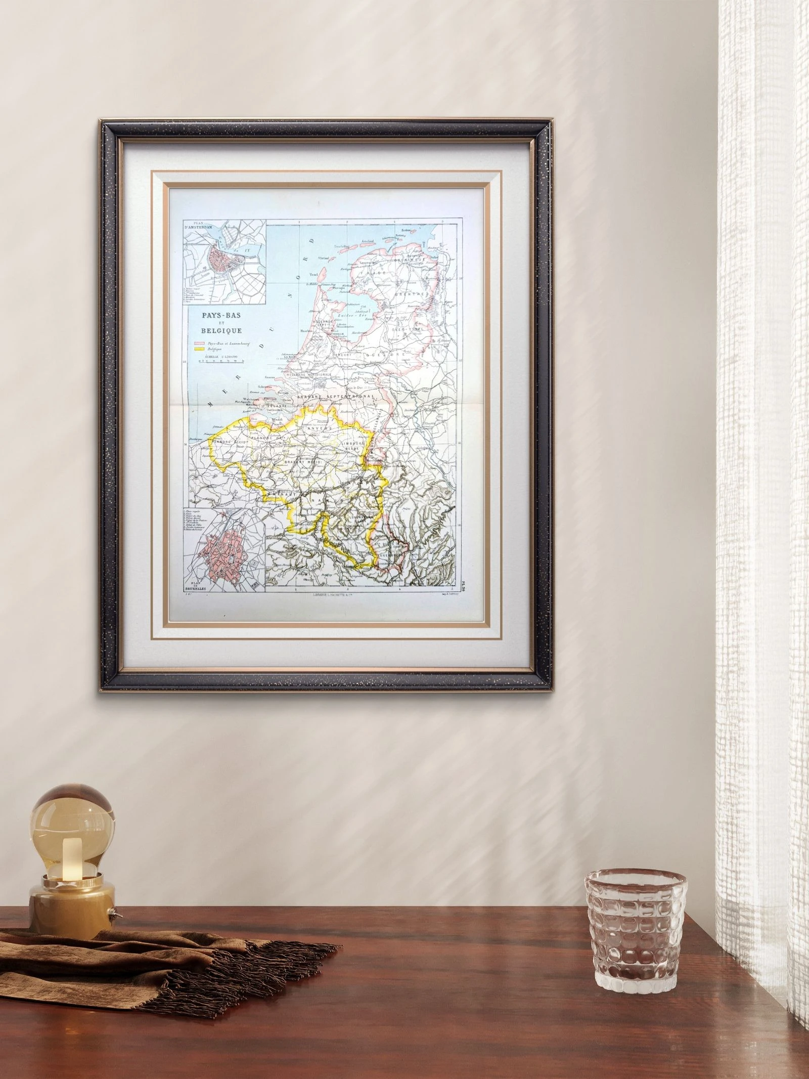 Países Baixos e Bélgica, mapa de época, 1887, Autêntico. – photo 4